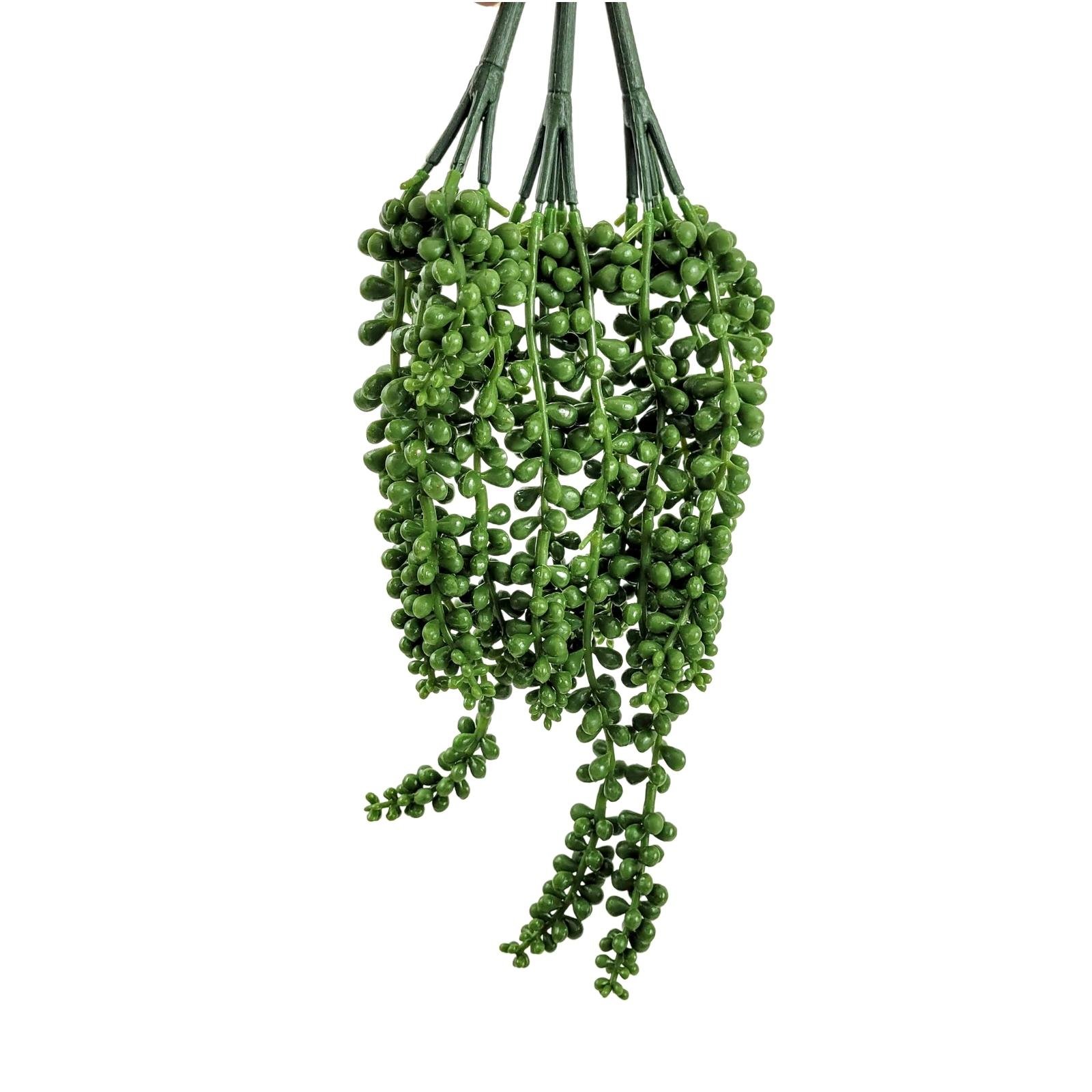 Pendente Suculenta Verde 36x7cm Planta Artificial Kit 3pc