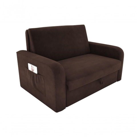 Sofá Cama Daiane 2 Lugares com Baú Suede Marrom Matrix