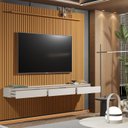 Ver imagem 4 de Painel Ripado para TV até 75 Polegadas MDF 247,1CMX240CM 3 Gavetas 1 Prateleira Colorado