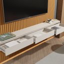 Ver imagem 5 de Painel Ripado para TV até 75 Polegadas MDF 247,1CMX240CM 3 Gavetas 1 Prateleira Colorado