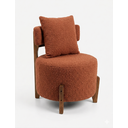 Ver imagem 1 de Poltrona Organica Decorativa Redonda com Almofada Pés Thor Madeira Maciça Premium Boucle Terra Cota
