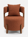 Ver imagem 4 de Poltrona Organica Decorativa Redonda com Almofada Pés Thor Madeira Maciça Premium Boucle Terra Cota