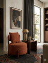 Ver imagem 5 de Poltrona Organica Decorativa Redonda com Almofada Pés Thor Madeira Maciça Premium Boucle Terra Cota