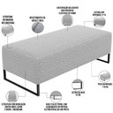 Ver imagem 4 de Kit 02 Puffs Decorativo Sala de Estar Bali W01 Base Ferro 120x50 cm Bouclê Cinza - Lyam Decor