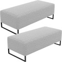 Ver imagem 1 de Kit 02 Puffs Decorativo Sala de Estar Bali W01 Base Ferro 120x50 cm Bouclê Cinza - Lyam Decor