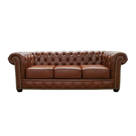 Sofá Maísa 3 Lugares 235cm Marrom Couro Estrutura Madeira Conforto Premium Sallar Home