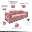Ver imagem 3 de Sofá Bipartido com Almofadas Soltas 260cm Nuuk Linho Rosê G63 - Gran Belo