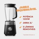 Ver imagem 2 de Liquidificador Philips Walita Ri2242/91 Jarra Inquebrável 1200w Preto 110v