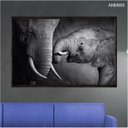 Ver imagem 1 de Quadro Decorativo - Familia de Elefante Preto e Branco Anm005 - Canvas 80x60cm