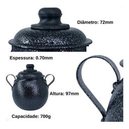 Açucareiro Bojudo de Mesa Modelo Bojudo Preto - Cromado - 2