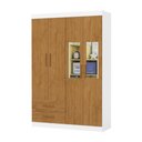 Ver imagem 2 de Guarda-Roupa Infantil com Espelho 4 Portas 2 Gavetas 118,5cm Multimóveis CR35559 Branco/Madeirado