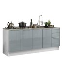 Ver imagem 3 de Kit com 2 Balcões de Cozinha Madesa Lux 4 Portas 3 Gavetas (Sem Tampo e Pia) Branco/Cinza