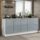 Ver imagem 1 de Kit com 2 Balcões de Cozinha Madesa Lux 4 Portas 3 Gavetas (Sem Tampo e Pia) Branco/Cinza