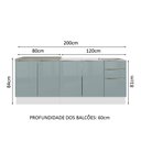 Ver imagem 4 de Kit com 2 Balcões de Cozinha Madesa Lux 4 Portas 3 Gavetas (Sem Tampo e Pia) Branco/Cinza