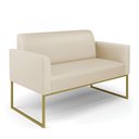 Ver imagem 3 de Sofá Namoradeira com 2 Poltronas Base Industrial Dourado Marisa Corino D03 - D\'rossi Cor Bege
