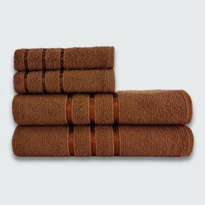 Jogo de Toalha 4 Peças Verona Luxo Beka 100% Algodão Marrom