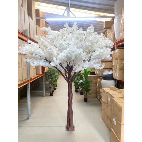 Planta Artificial Árvore Cerejeira Branca Artificial Realista Planta com 3m