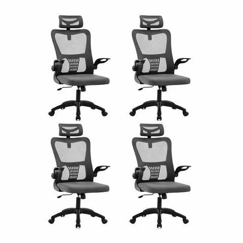 Kit com 4 Cadeiras de Escritório com Encosto Presidente Office Baltimore Preto Rivatti