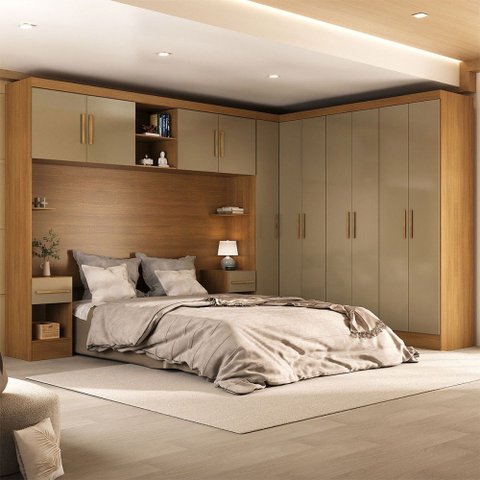 Guarda-roupa Casal Modulado Soberano 11 Portas 5 Gavetas 100% Mdf Cinamomo/cappuccino - Panorama Móv