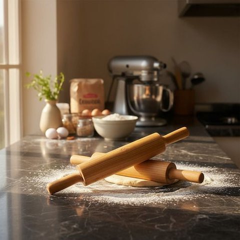 Rolo de Massa de Madeira Cozinha Pizza Pão Pastel Teixeira:marrom