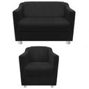Ver imagem 1 de Namoradeira + Polt. Bia P/ Sala de Estar Consultório Clinica Hospital Recepção Suede Preto -Decor El