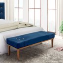 Ver imagem 2 de Calçadeira Recamier Casal 1,40m Gênova Suede Azul Marinho - Pallazio