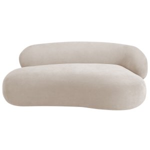 Recamier Sofá Curvo Luxo Recepção Lado Esquerdo Canadá 200cm Linho Bege - Incasa Decor