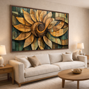 Ver imagem 5 de Quadro Abstrato Mandala de Girassol Ancestral Efeito Madeira