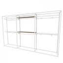 Ver imagem 1 de Arara closet, estilo industrial, guarda roupas aberto com 27 peças branco e amadeirado fbbrae134