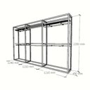 Ver imagem 3 de Arara closet, estilo industrial, guarda roupas aberto com 27 peças branco e amadeirado fbbrae134