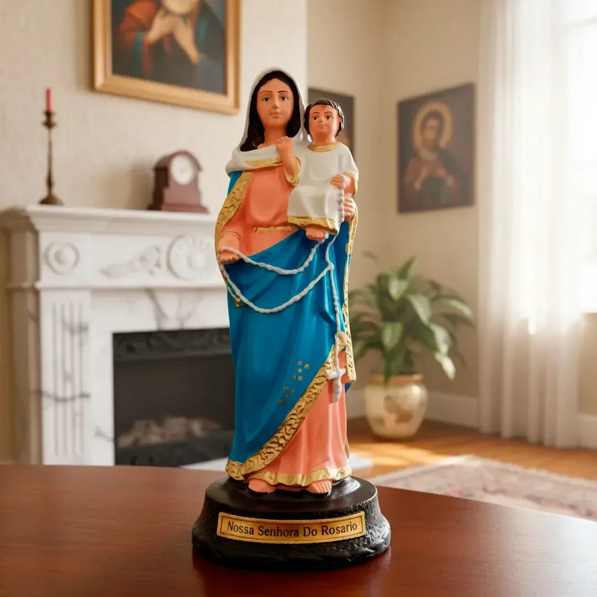 Ver imagem 2 de Imagem de Nossa Senhora do Rosário de Borracha Inquebrável - 20 cm