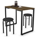 Ver imagem 3 de Conjunto Mesa de Cozinha Prattica Industrial 90cm com 2 Banquetas F02 Castanho/Preto - Mpozenato