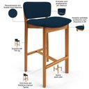 Ver imagem 4 de Banqueta Alta para Cozinha Sala de Jantar Bar Dara L02 Suede Azul Marinho - Lyam Decor
