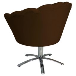 Poltrona Cadeira com Base Giratoria Cromado Pétala Suede Marrom - 3