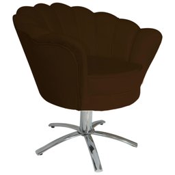 Poltrona Cadeira com Base Giratoria Cromado Pétala Suede Marrom - 2