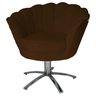 Poltrona Cadeira com Base Giratoria Cromado Pétala Suede Marrom - 1