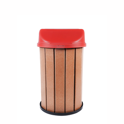 Lixeira Madeira Plástica 100 Litros - 70 Cm:marrom/vermelho - 3