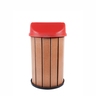 Lixeira Madeira Plástica 100 Litros - 70 Cm:marrom/vermelho - 3