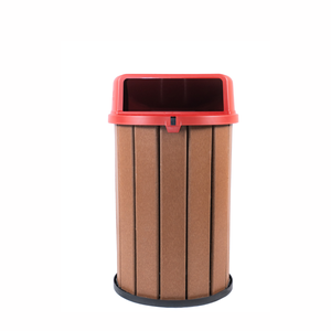 Lixeira Madeira Plástica 100 Litros - 70 Cm:marrom/vermelho