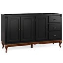 Ver imagem 1 de Balcão para Pia 3 Portas 3 Gavetas Hanover Pés Luis Xv 160 cm - Preto - Imbuia Glazer