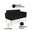 Ver mais imagens de Kit 1 Sofá Namoradeira e 1 Poltrona Elisa Linho Preto A79 Pés Palito Natural - D'Rossi