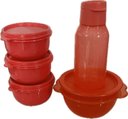 Ver imagem 2 de Tupperware Kit 5 Peças Garrafinha E Potinhos Rosa E Salmão Kit 5 Peças Garrafinha E Potinhos Rosa E