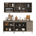 Ver imagem 3 de Armário de Cozinha Modulada Compacta Fidelitá Paris 4 Peças 190cm 9 Portas 3 Gavetas com Tampo