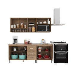 Cozinha Modulada Compacta Fidelitá Paris 4 Peças 190cm 9 Portas 3 Gavetas com Tampo - 2