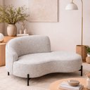 Ver imagem 2 de Sofá Curvo Billini 2 Lugares 150cm Braço Dir. Pés Preto Bouclé Cinza - Sallar Home