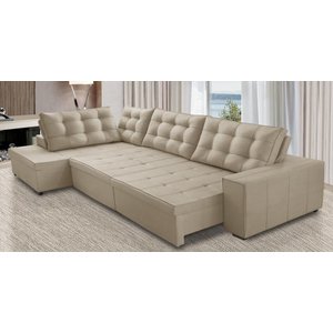 Sofá de Canto Retrátil e Reclinável com Molas 3,00x2,00 Esq Berlim Suede Mirra Decor