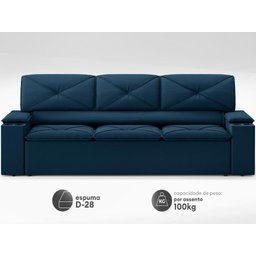 Sofá com Porta Copos Retrátil e Reclinável Pop 2,05m Velosuede Petroleo - Netsofas - 4