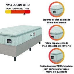 Cama Box Colchão Solteiro Espuma D33 Vangogh Pillow Top 88x188x67cm Hellen - 5