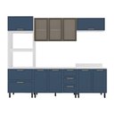 Ver imagem 2 de Cozinha Completa Amara 10 Portas 4 Gavetas com Vidro 40250785 Azul/branco - Politorno