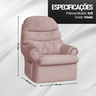 Poltrona do Papai Suede Veludo Rosa para Descanso Conforto Reclinável - 4